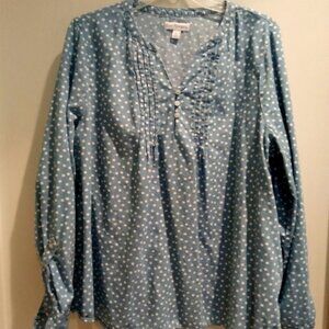 👕 🍬 Kim Rogers Blue Cotton Blouse XL